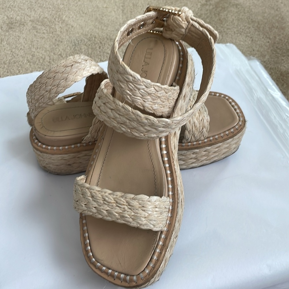 ULLA JOHNSON GEMMA WEDGES Cream Braided Platform Sandals Excellent Cond! size 37